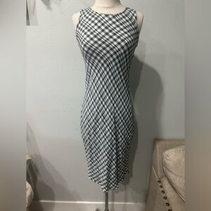 Vintage Hunter Green Checkered Sleeveless Dress small
